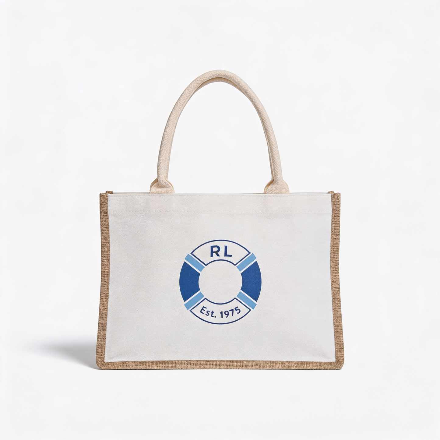 Canvas and burlap beach tote