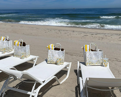 Dior inspired yellow and green summer tote
