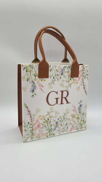 Floral Felt and Leather Bag