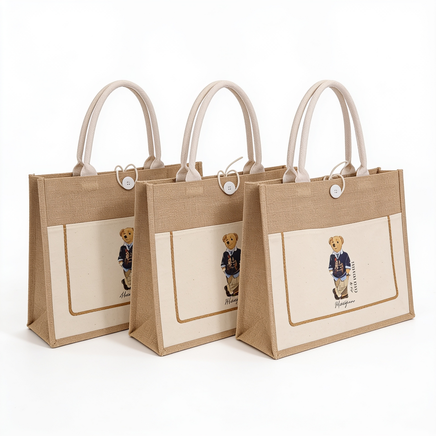 Burlap Button Tote