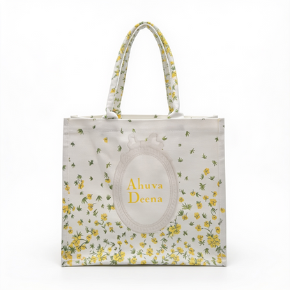 Dior inspired yellow and green summer tote