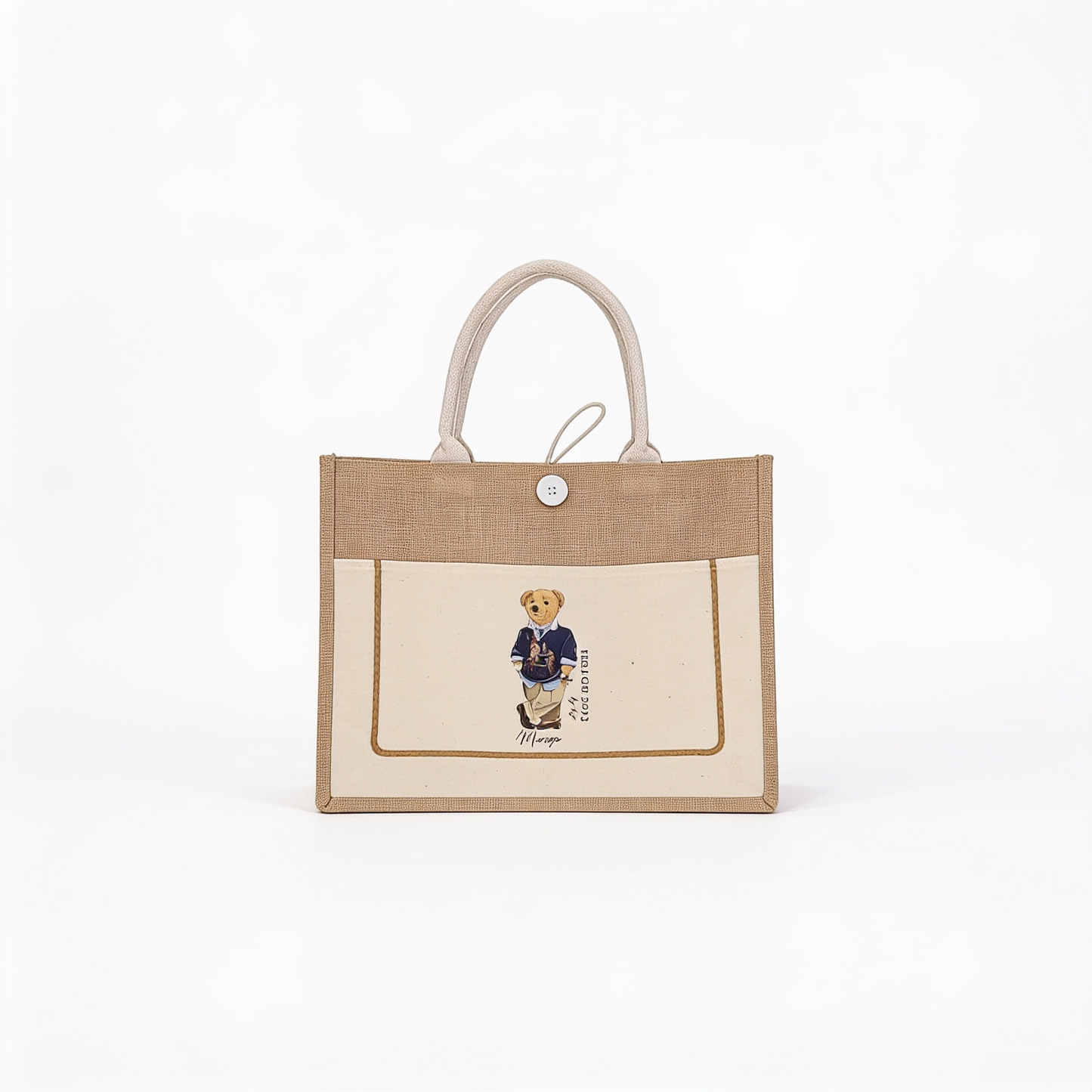 Burlap Button Tote