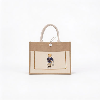 Burlap Button Tote