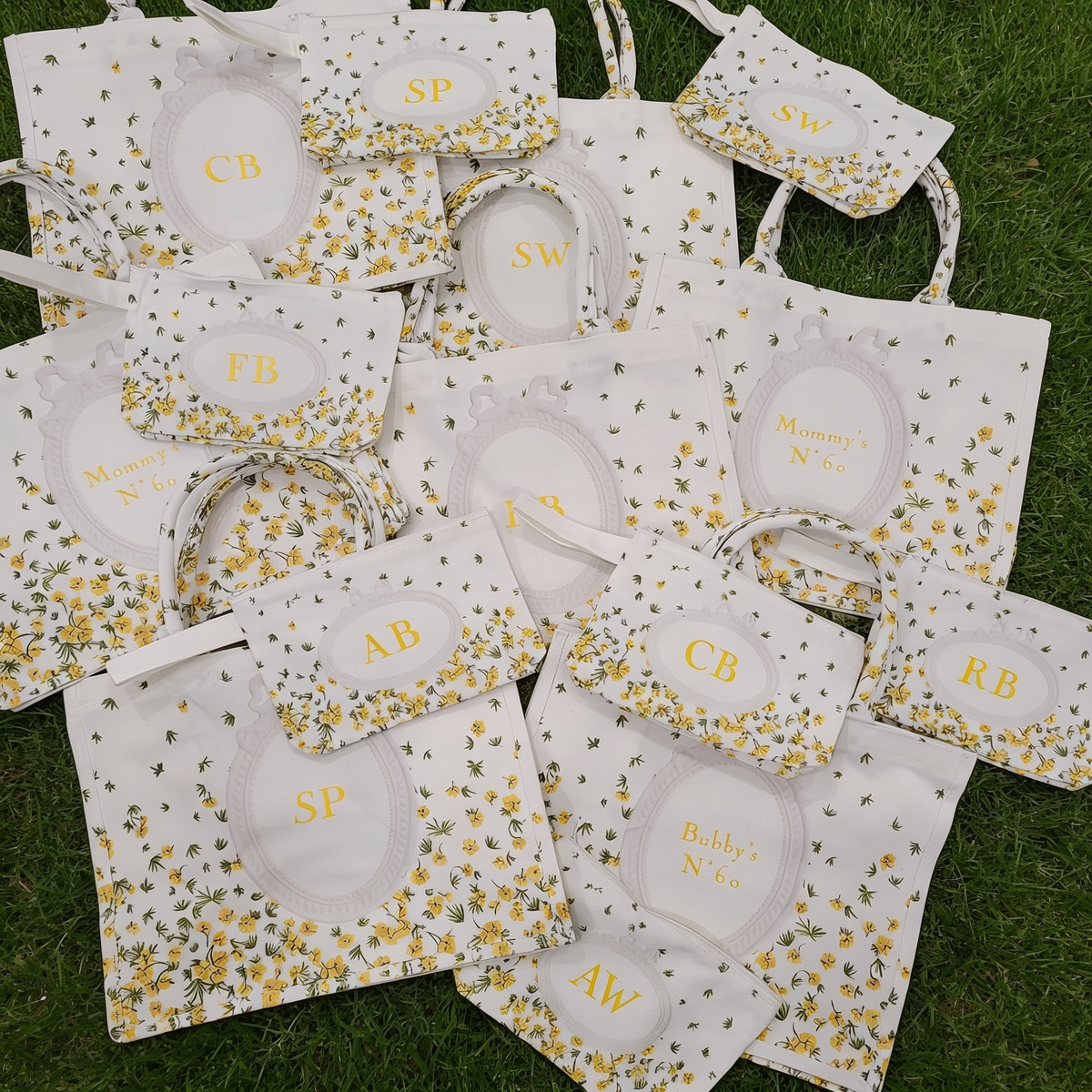 Dior inspired yellow and green summer tote