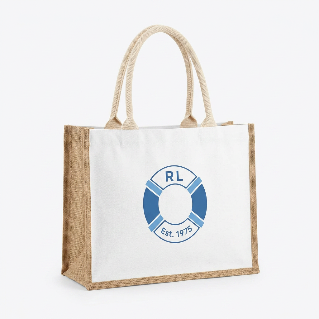 Canvas and burlap beach tote